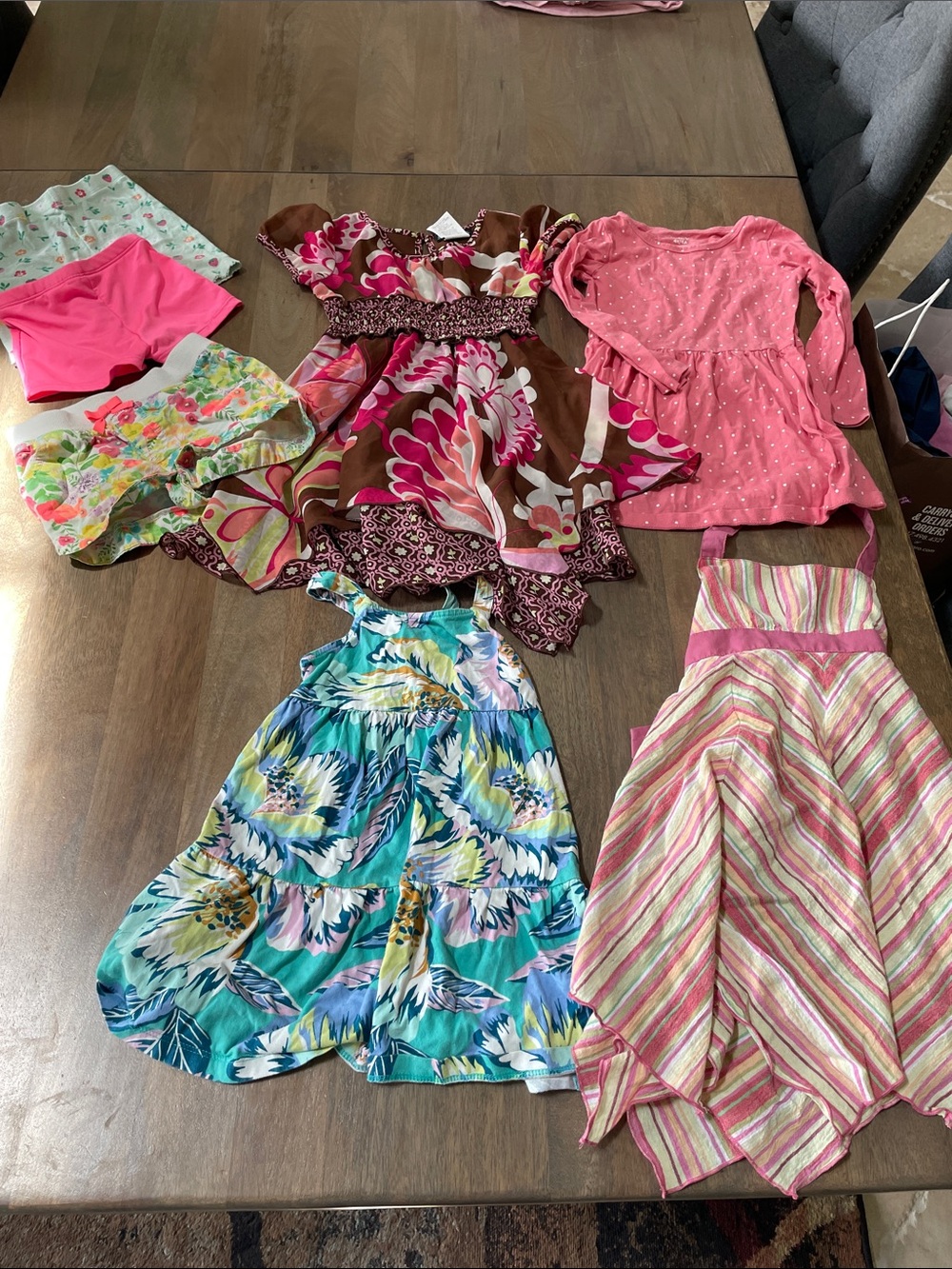 Girls Spring/Summer 4t Dress Bundle with shorts - Bright Floral & Pink Styles